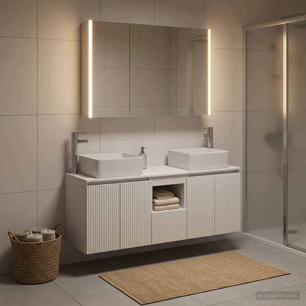vidaXL Bathroom Cabinet Set 4 pcs White Engineered Wood 4