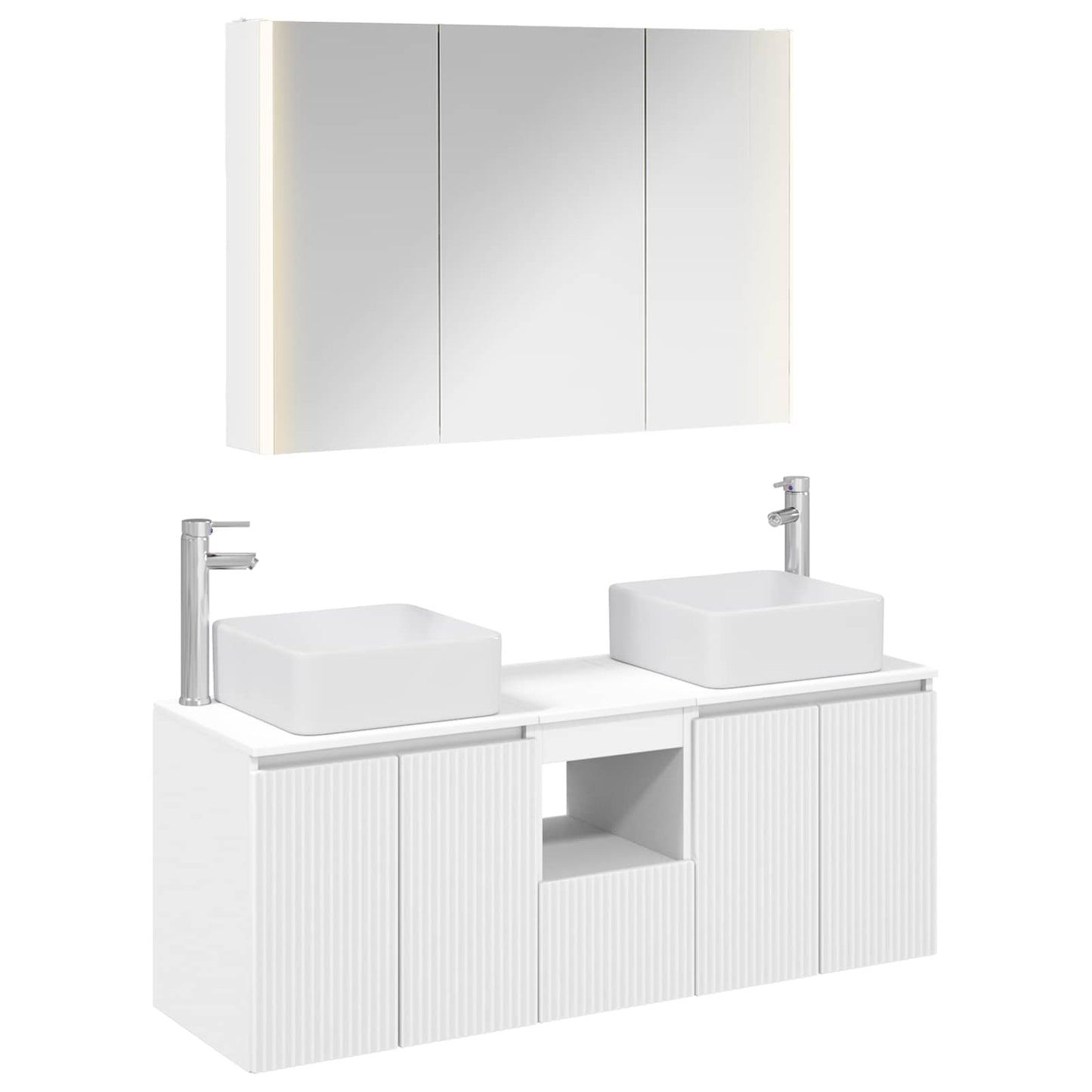 vidaXL Bathroom Cabinet Set 4 pcs White Engineered Wood 2