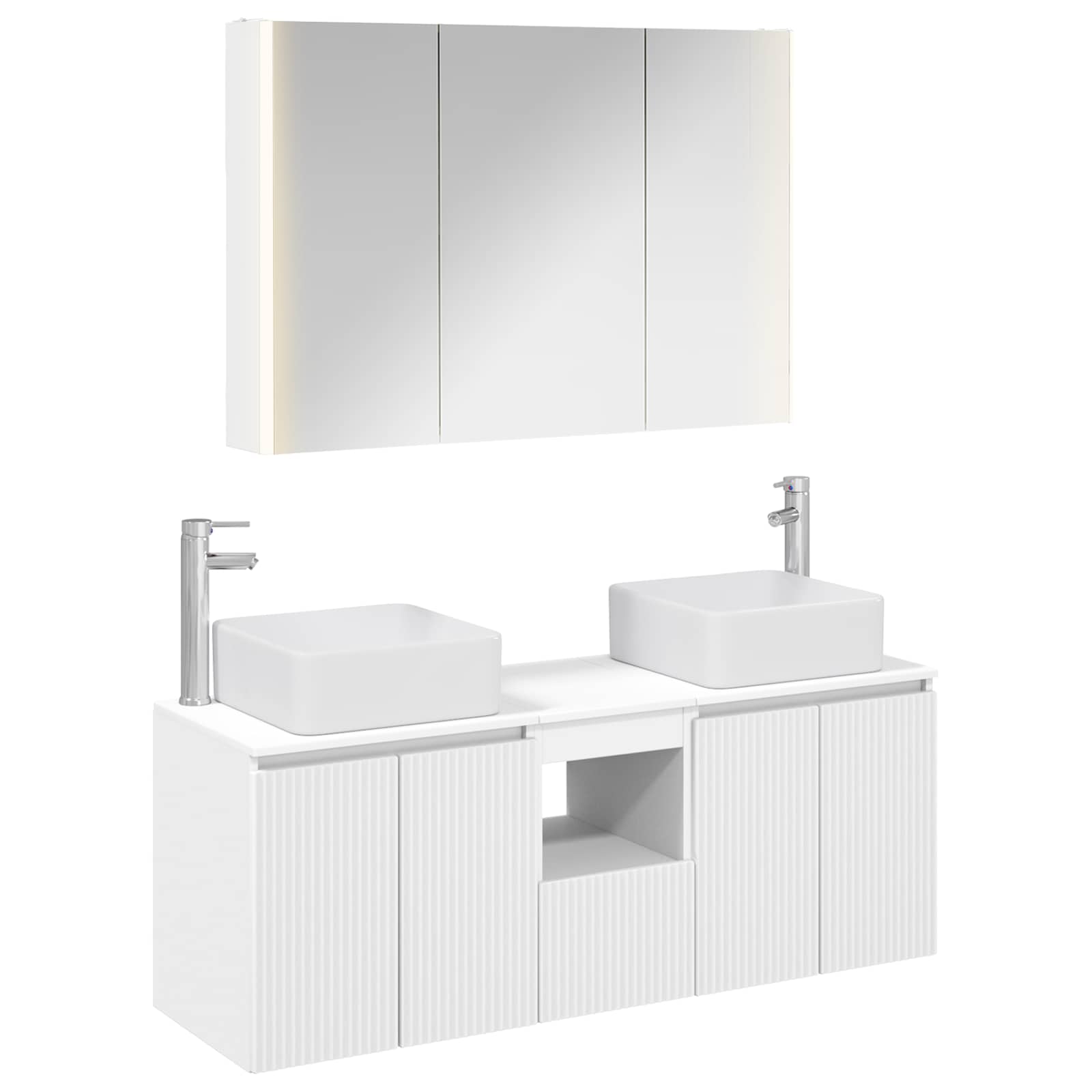 vidaXL Bathroom Cabinet Set 4 pcs White Engineered Wood 2