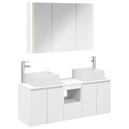 vidaXL Bathroom Cabinet Set 4 pcs White Engineered Wood 2