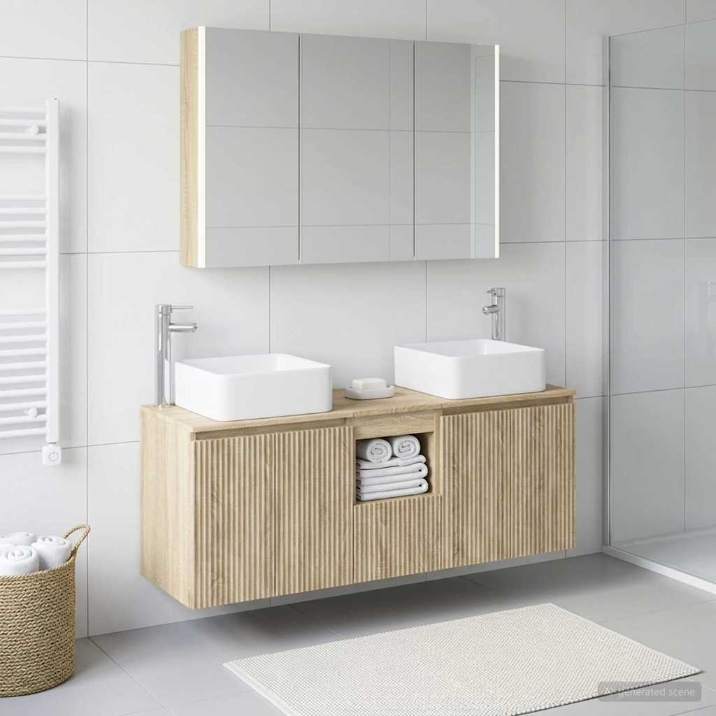 vidaXL Bathroom Cabinet Set 4 pcs Sonoma Oak Engineered Wood 1