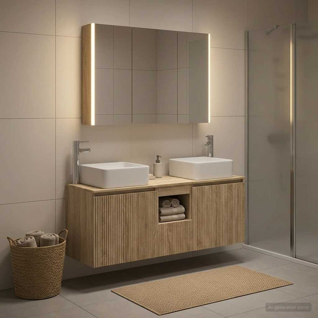 vidaXL Bathroom Cabinet Set 4 pcs Sonoma Oak Engineered Wood 4