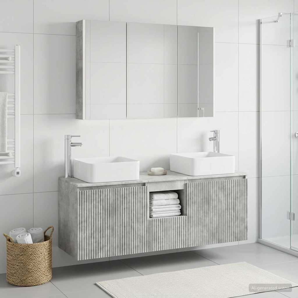 vidaXL Bathroom Cabinet Set 4 pcs Concrete Grey Engineered Wood 1