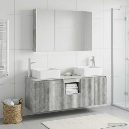 vidaXL Bathroom Cabinet Set 4 pcs Concrete Grey Engineered Wood 1