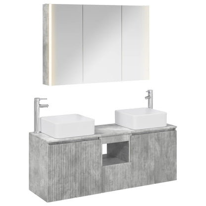 vidaXL Bathroom Cabinet Set 4 pcs Concrete Grey Engineered Wood 2