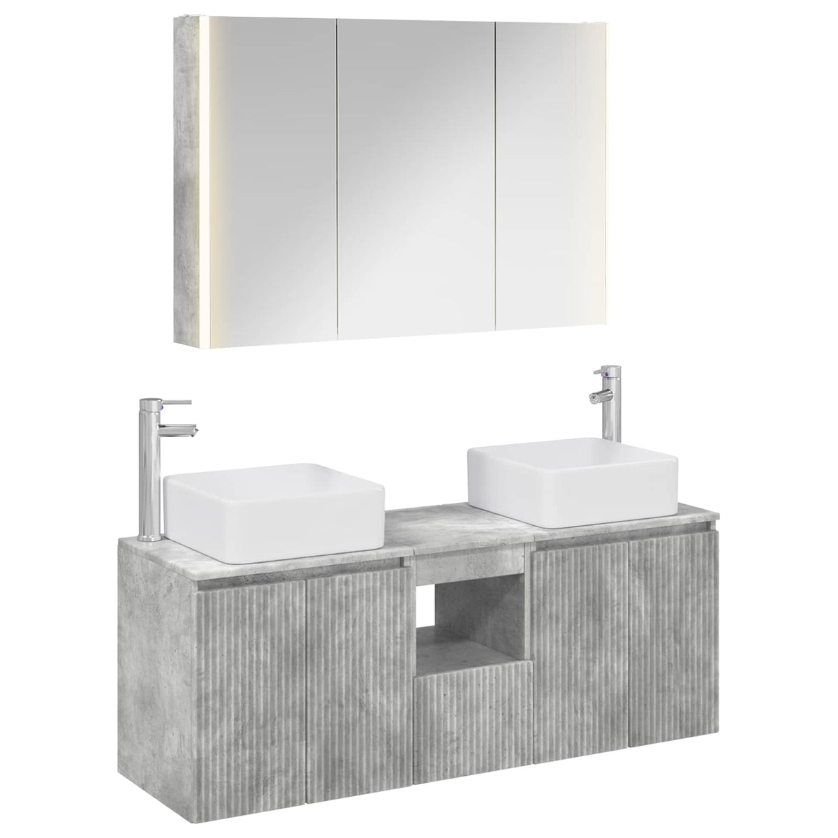 Bathroom Cabinet Set 4 pcs 103.5 x 15.5 x 70 cm Concrete grey