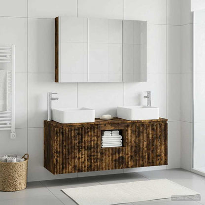 vidaXL Bathroom Cabinet Set 4 pcs Smoked Oak Engineered Wood 4