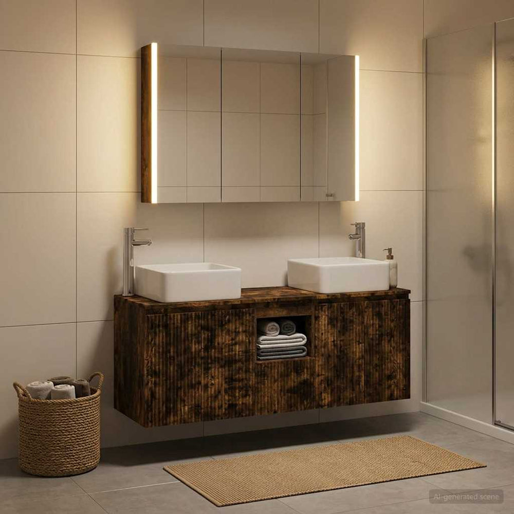 vidaXL Bathroom Cabinet Set 4 pcs Smoked Oak Engineered Wood