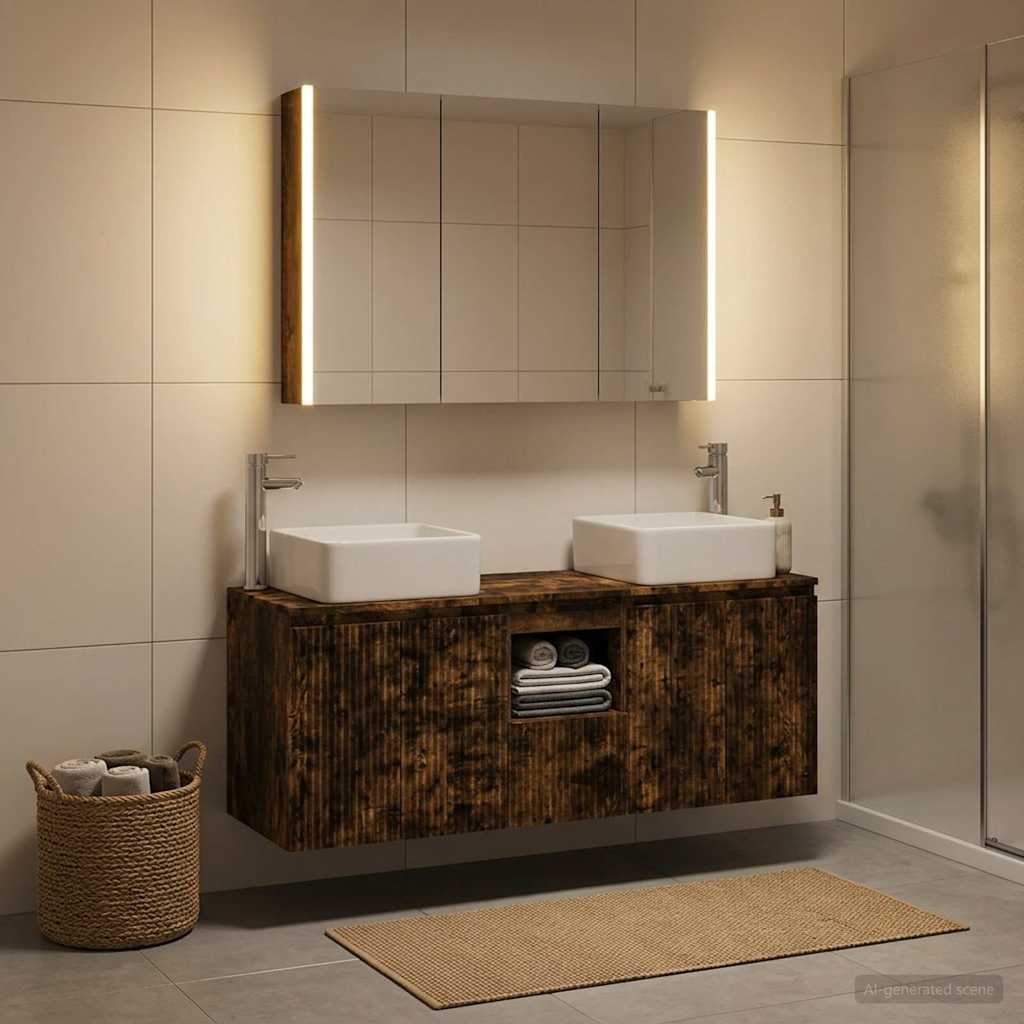 vidaXL Bathroom Cabinet Set 4 pcs Smoked Oak Engineered Wood 1