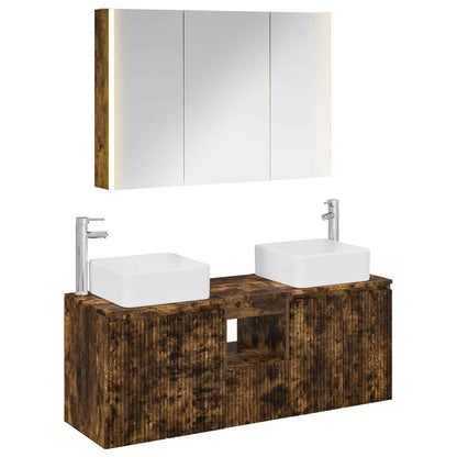 vidaXL Bathroom Cabinet Set 4 pcs Smoked Oak Engineered Wood 2