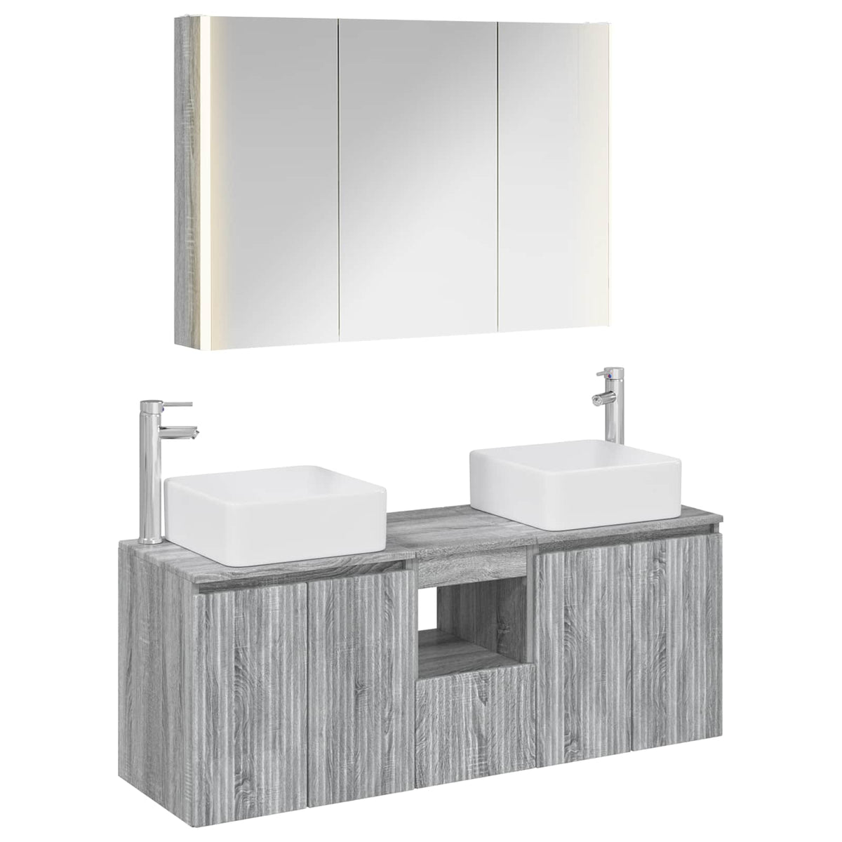 Bathroom Cabinet Set 4 pcs 103.5 x 15.5 x 70 cm Grey sonoma