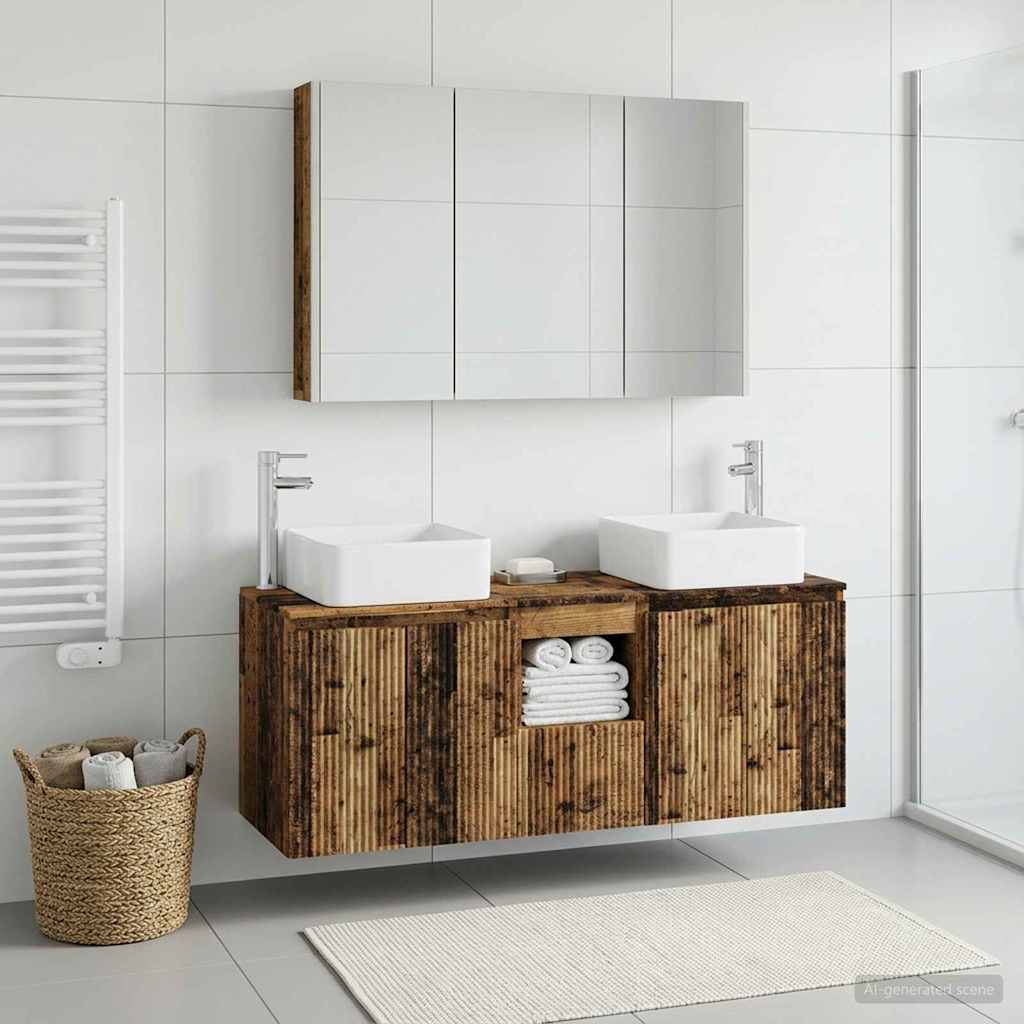 Bathroom Cabinet Set 4 pcs 103.5 x 15.5 x 70 cm Old wood