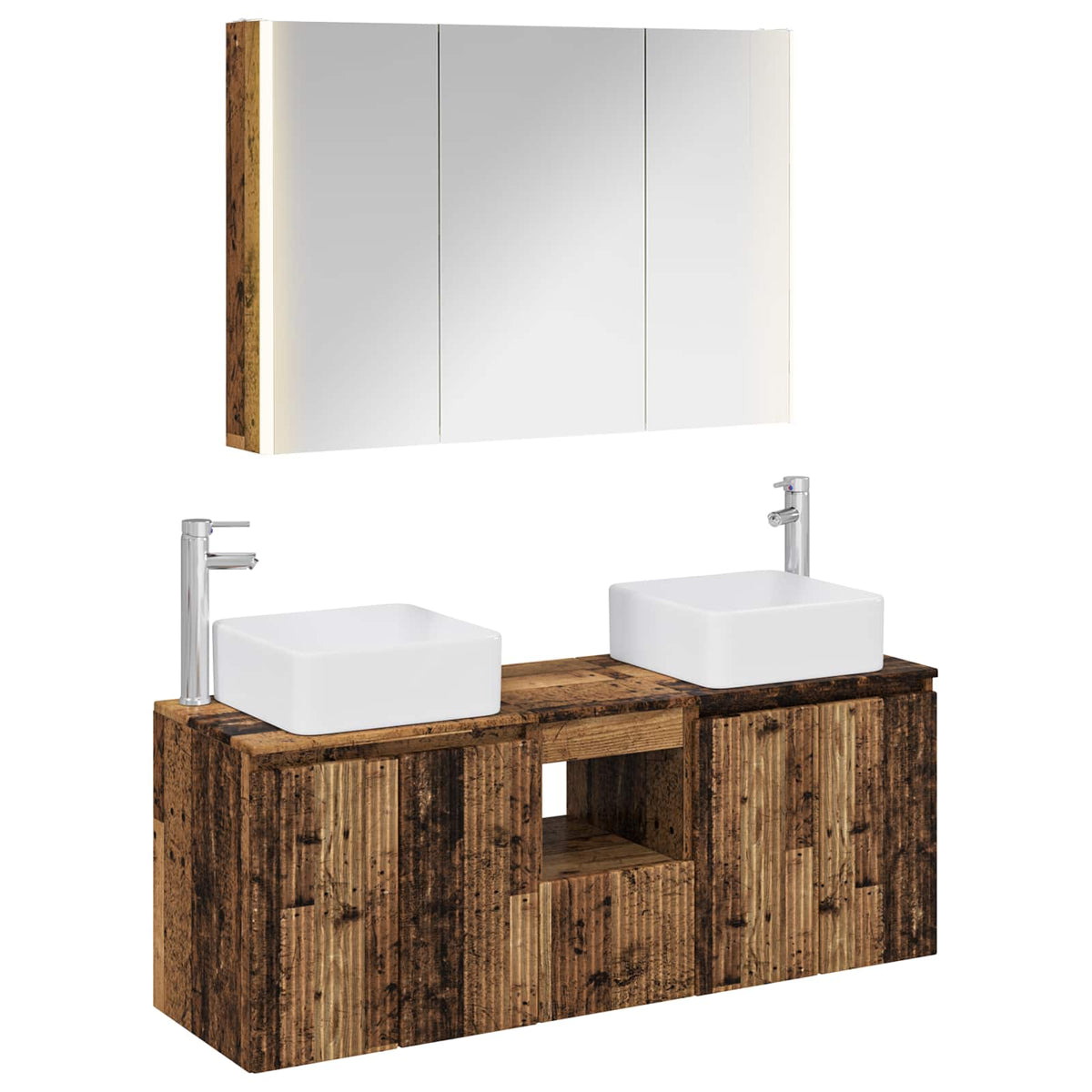 Bathroom Cabinet Set 4 pcs 103.5 x 15.5 x 70 cm Old wood