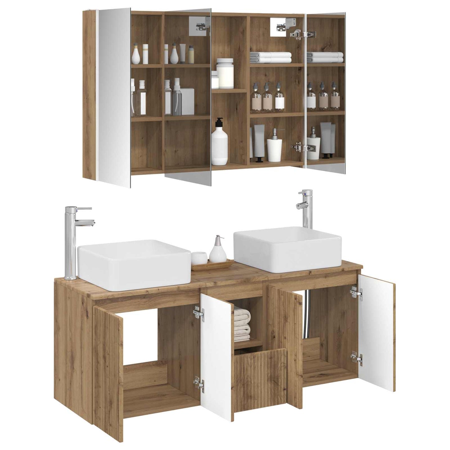 vidaXL Bathroom Cabinet Set 4 pcs Artisan Oak Engineered Wood 3