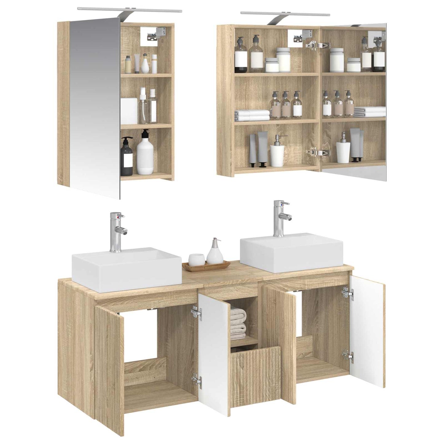 vidaXL Bathroom Cabinet Set 5 pcs Sonoma Oak Engineered Wood 3