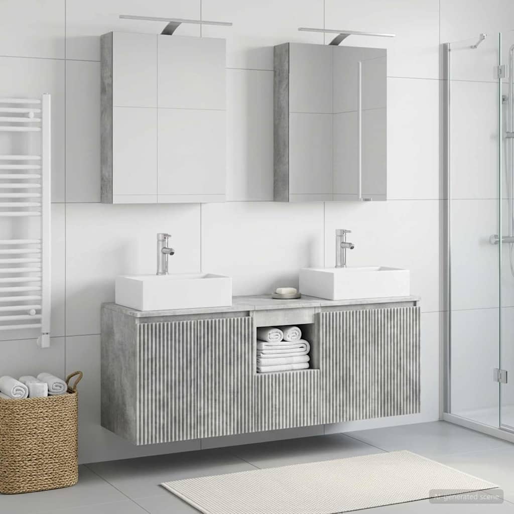 vidaXL Bathroom Cabinet Set 5 pcs Concrete Grey Engineered Wood 4