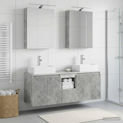 vidaXL Bathroom Cabinet Set 5 pcs Concrete Grey Engineered Wood 4