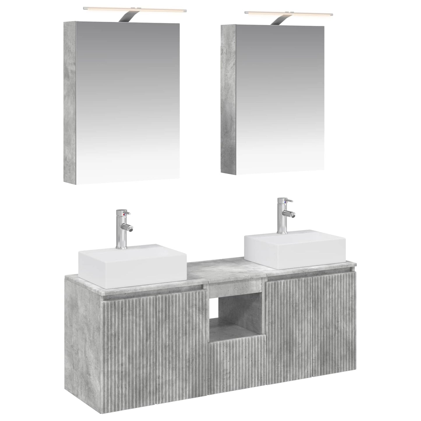 vidaXL Bathroom Cabinet Set 5 pcs Concrete Grey Engineered Wood 2