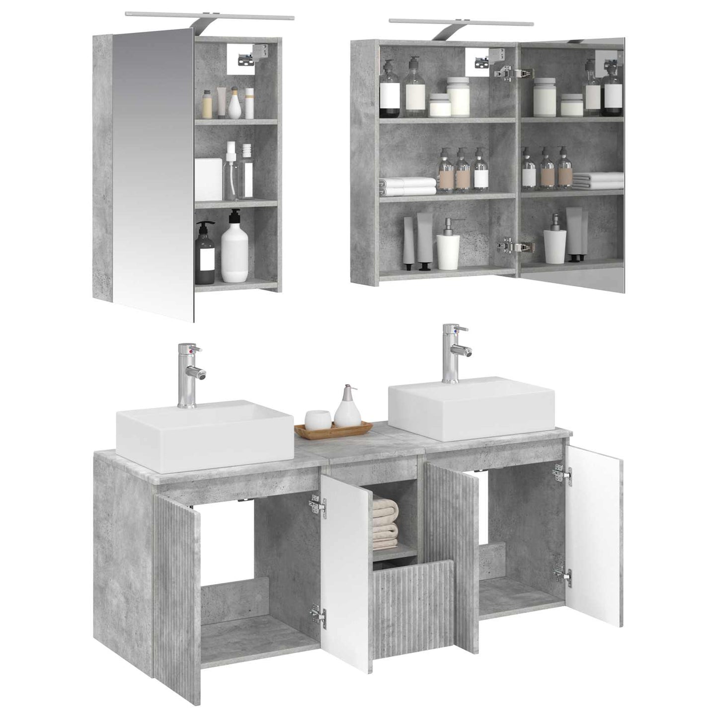 vidaXL Bathroom Cabinet Set 5 pcs Concrete Grey Engineered Wood 3