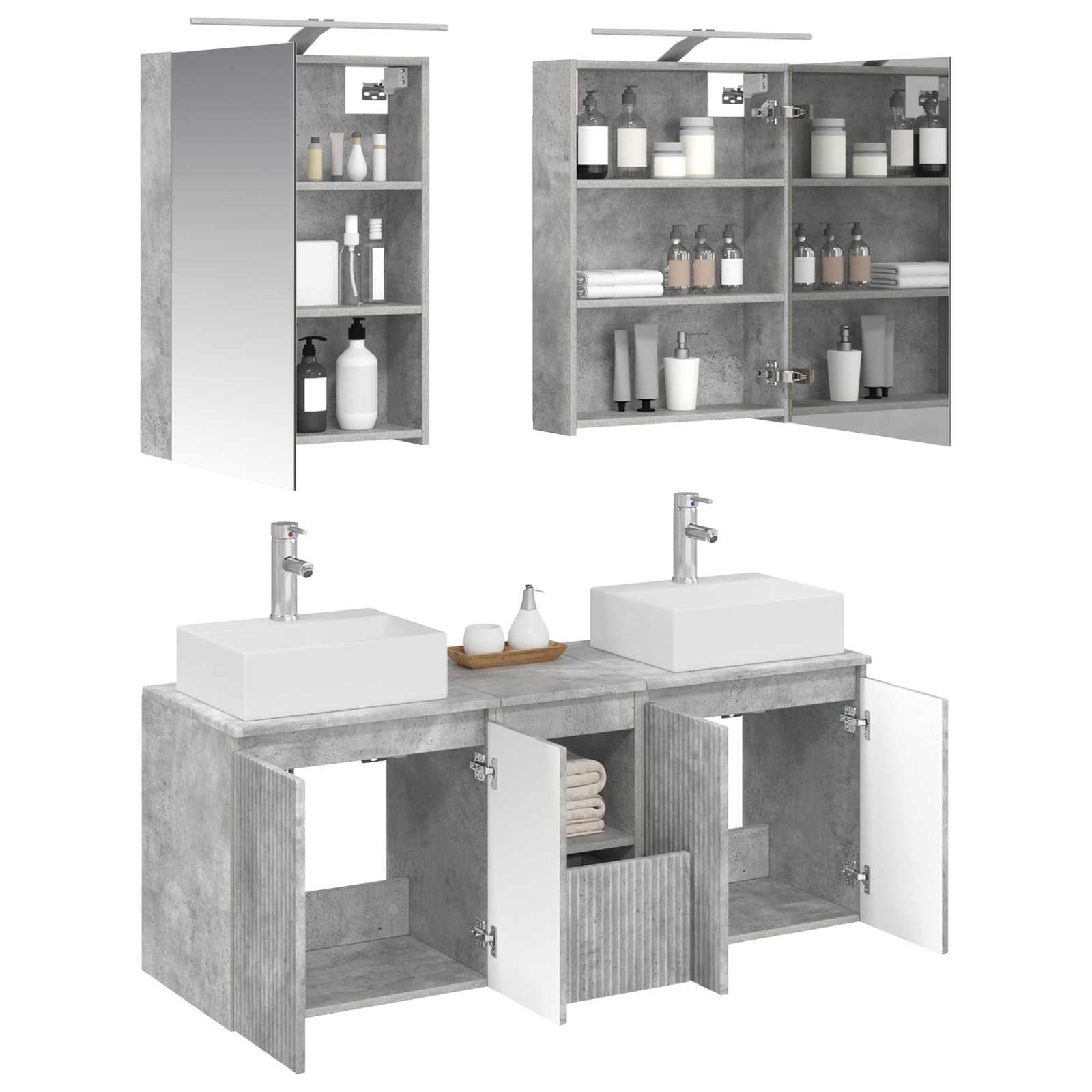 vidaXL Bathroom Cabinet Set 5 pcs Concrete Grey Engineered Wood 3
