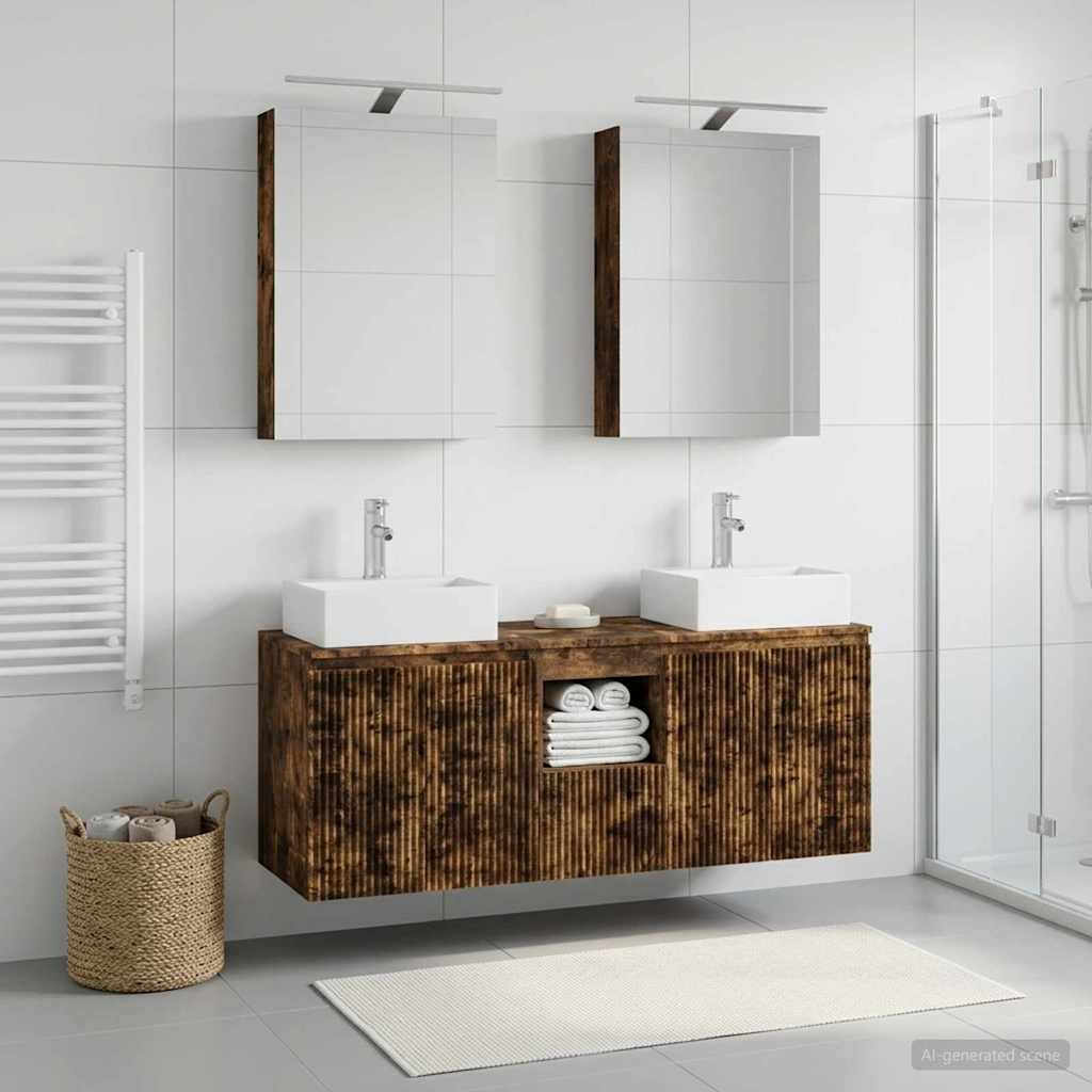 vidaXL Bathroom Cabinet Set 5 pcs Smoked Oak Engineered Wood 1