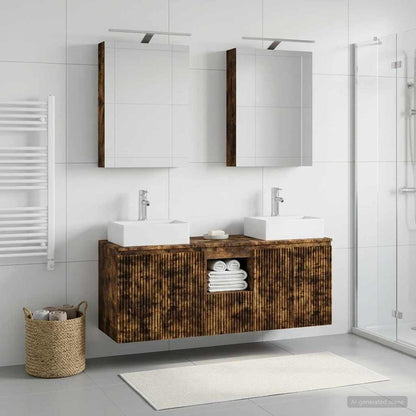 vidaXL Bathroom Cabinet Set 5 pcs Smoked Oak Engineered Wood 1