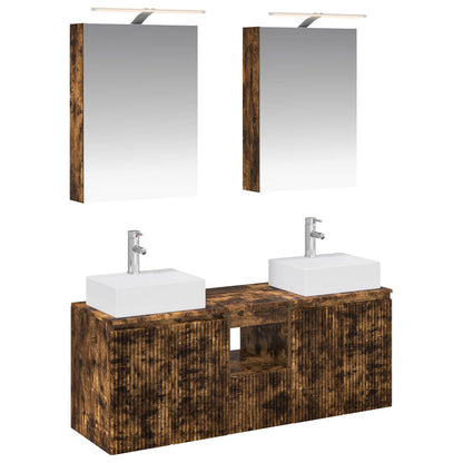 vidaXL Bathroom Cabinet Set 5 pcs Smoked Oak Engineered Wood 2