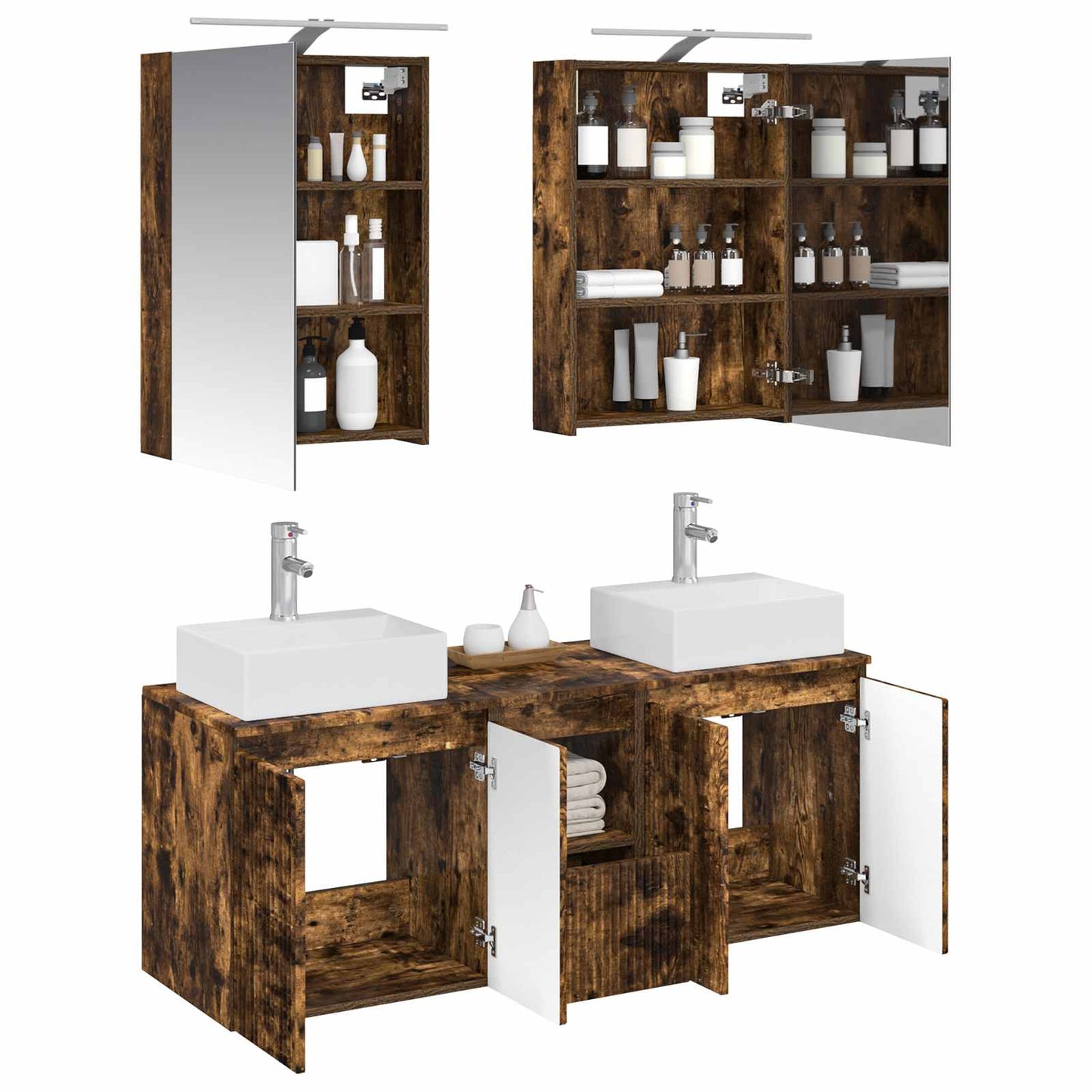 vidaXL Bathroom Cabinet Set 5 pcs Smoked Oak Engineered Wood 3