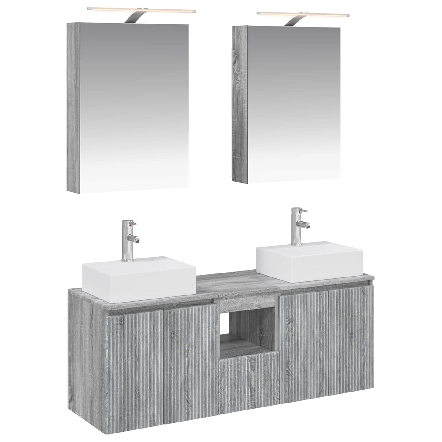 vidaXL Bathroom Cabinet Set 5 pcs Grey Sonoma Engineered Wood 2