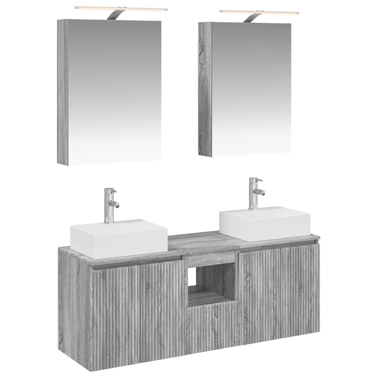 vidaXL Bathroom Cabinet Set 5 pcs Grey Sonoma Engineered Wood 2