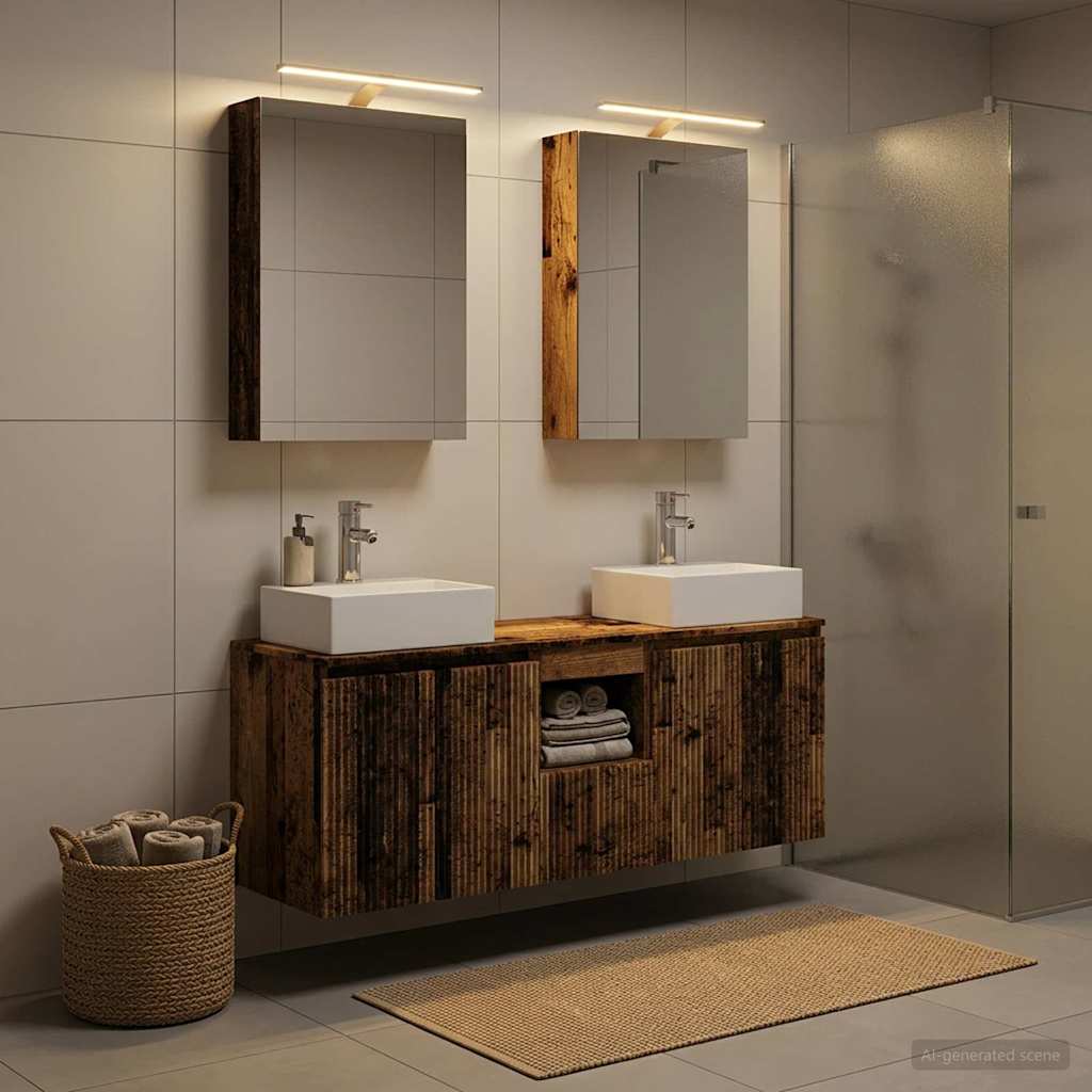 vidaXL Bathroom Cabinet Set 5 pcs Old Wood Engineered Wood 4