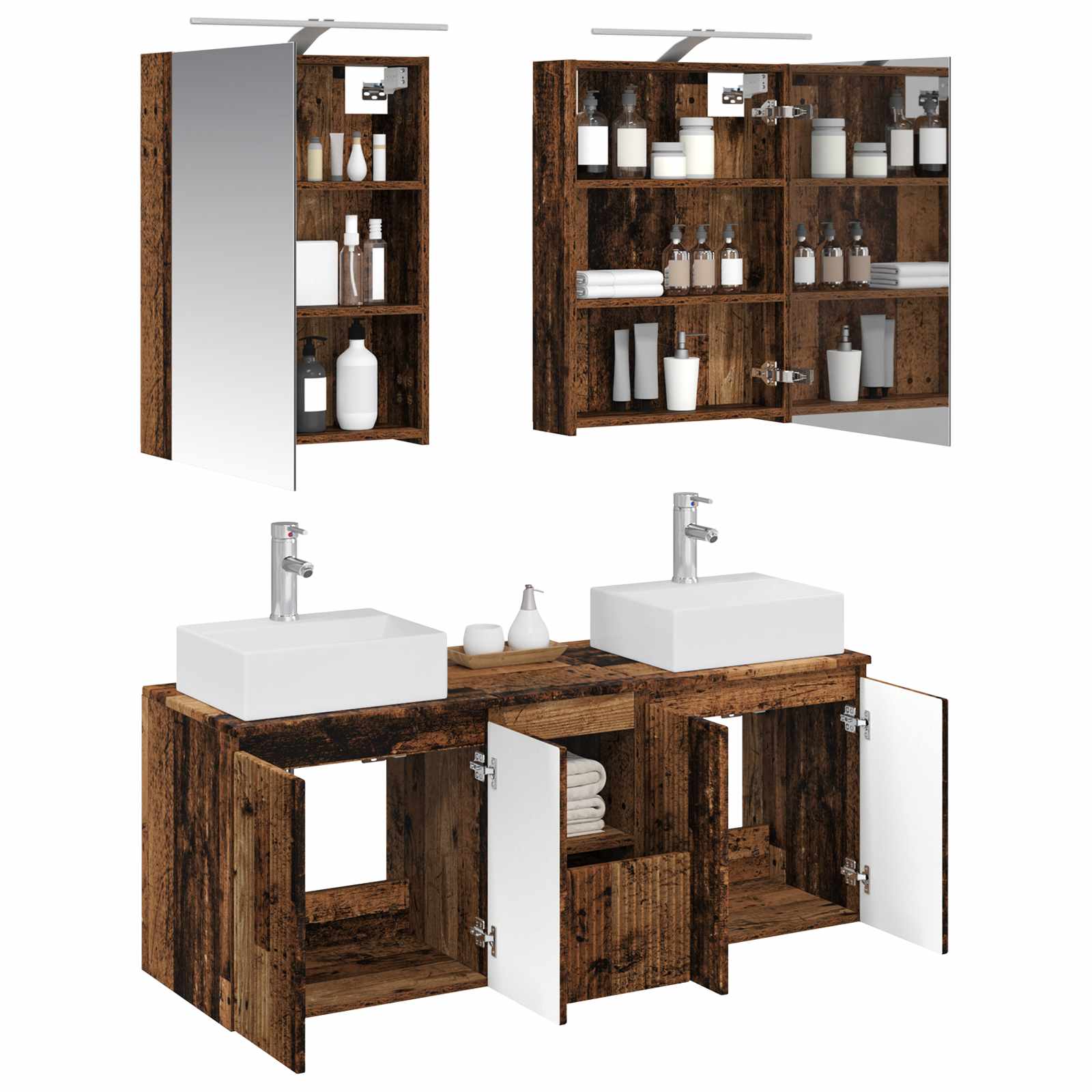 vidaXL Bathroom Cabinet Set 5 pcs Old Wood Engineered Wood 3
