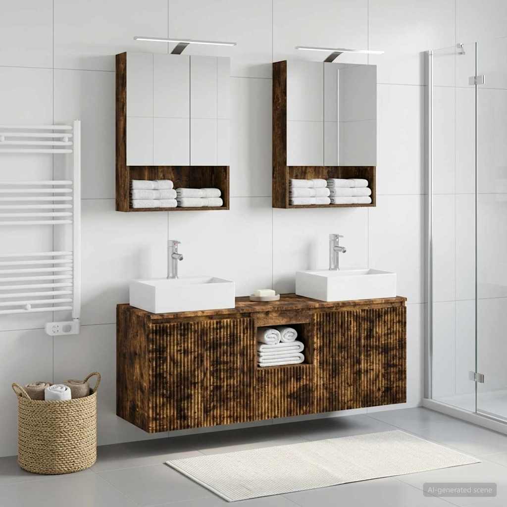 vidaXL Bathroom Cabinet Set 5 pcs Smoked Oak Engineered Wood 4