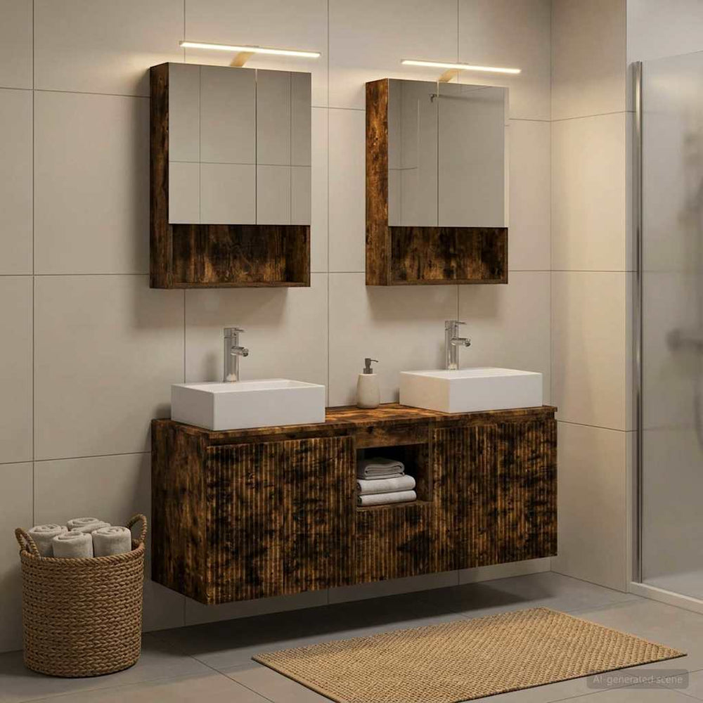 vidaXL Bathroom Cabinet Set 5 pcs Smoked Oak Engineered Wood