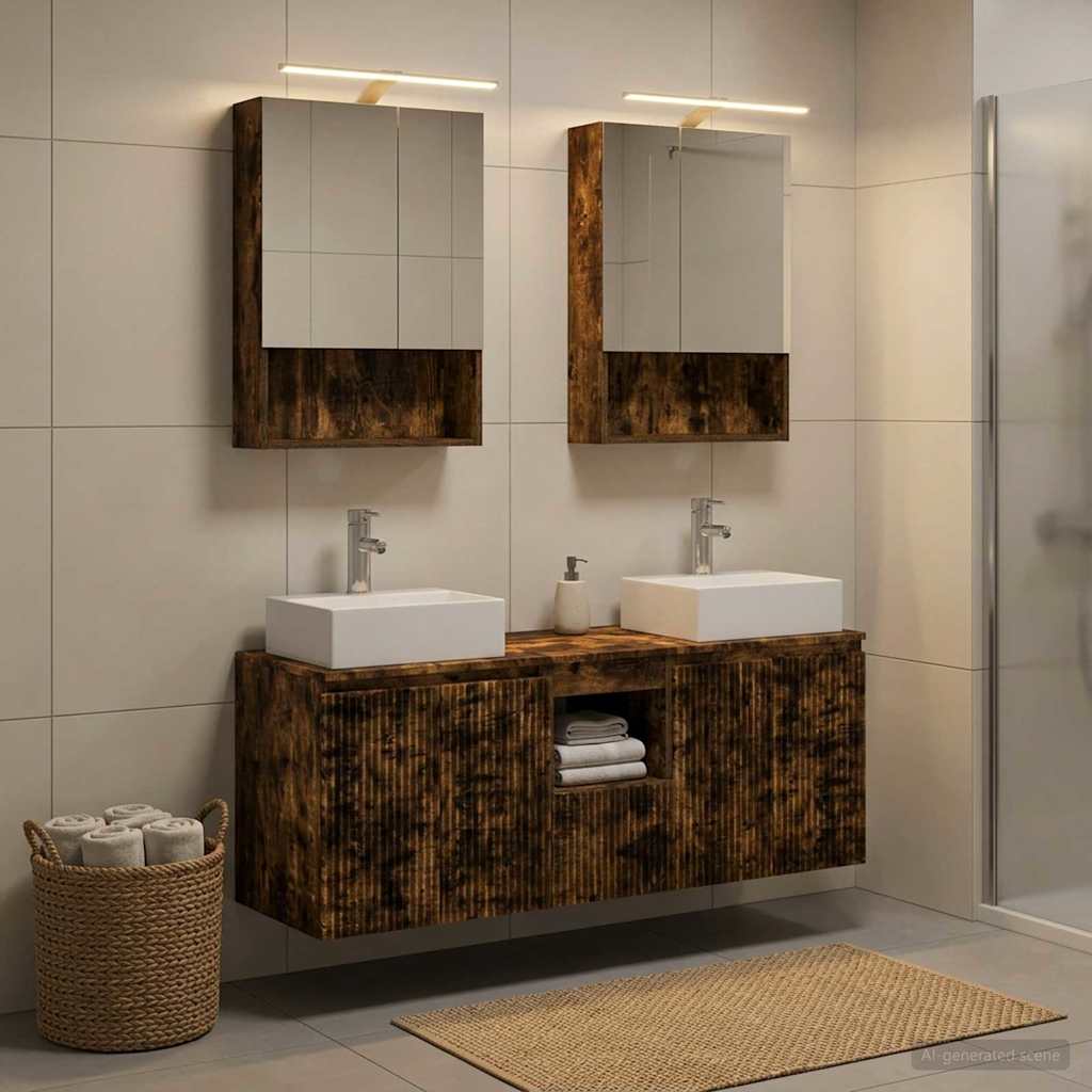 vidaXL Bathroom Cabinet Set 5 pcs Smoked Oak Engineered Wood 1