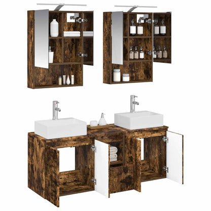 vidaXL Bathroom Cabinet Set 5 pcs Smoked Oak Engineered Wood 3