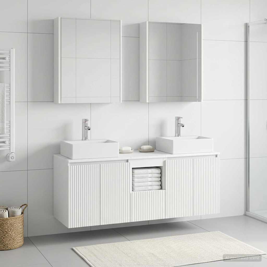 vidaXL Bathroom Cabinet Set 5 pcs White Engineered Wood 4