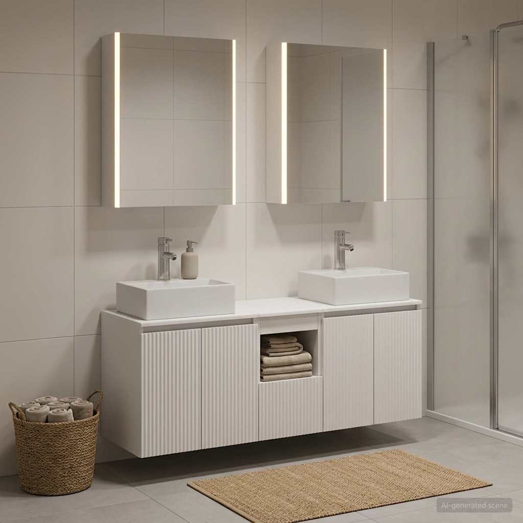 vidaXL Bathroom Cabinet Set 5 pcs White Engineered Wood 1
