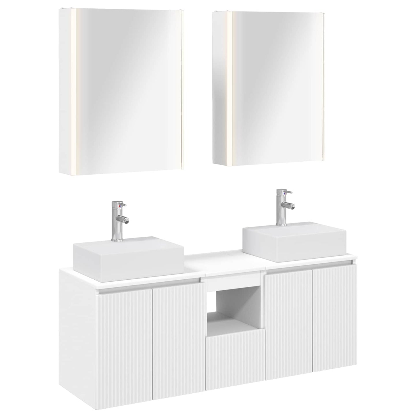 vidaXL Bathroom Cabinet Set 5 pcs White Engineered Wood 2