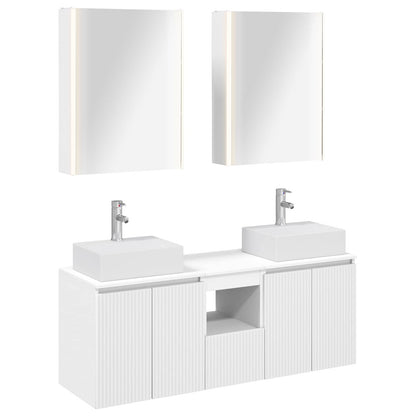 vidaXL Bathroom Cabinet Set 5 pcs White Engineered Wood 2
