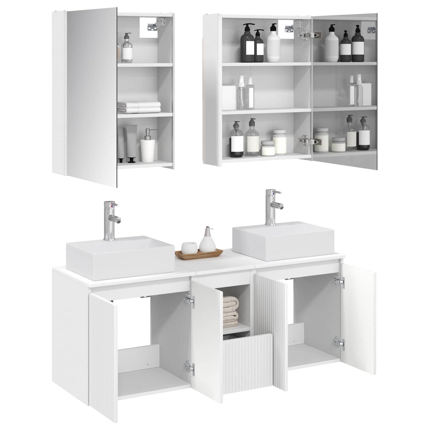 vidaXL Bathroom Cabinet Set 5 pcs White Engineered Wood 3