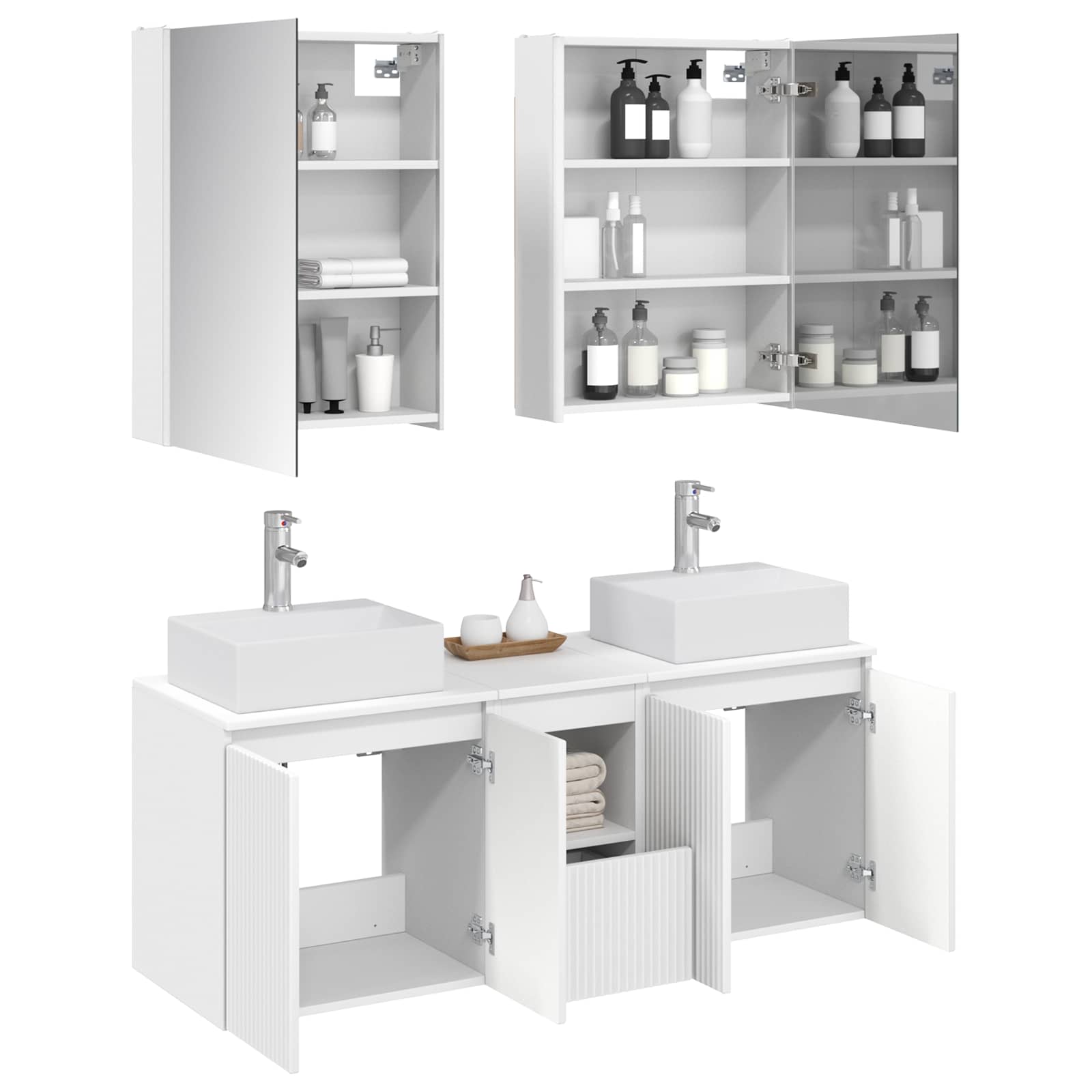 vidaXL Bathroom Cabinet Set 5 pcs White Engineered Wood 3