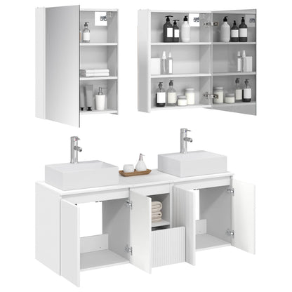vidaXL Bathroom Cabinet Set 5 pcs White Engineered Wood 3