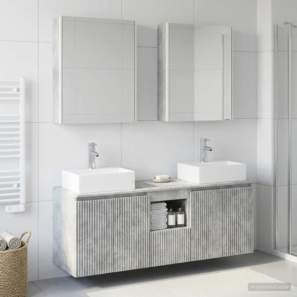 vidaXL Bathroom Cabinet Set 5 pcs Concrete Grey Engineered Wood 4