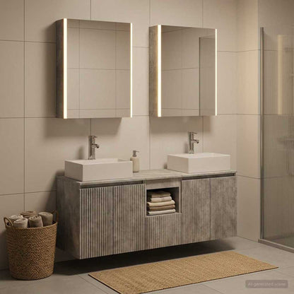 vidaXL Bathroom Cabinet Set 5 pcs Concrete Grey Engineered Wood 1