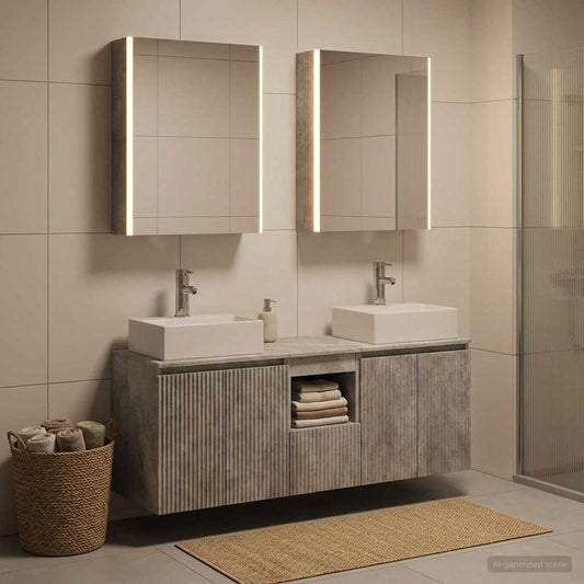 vidaXL Bathroom Cabinet Set 5 pcs Concrete Grey Engineered Wood 1