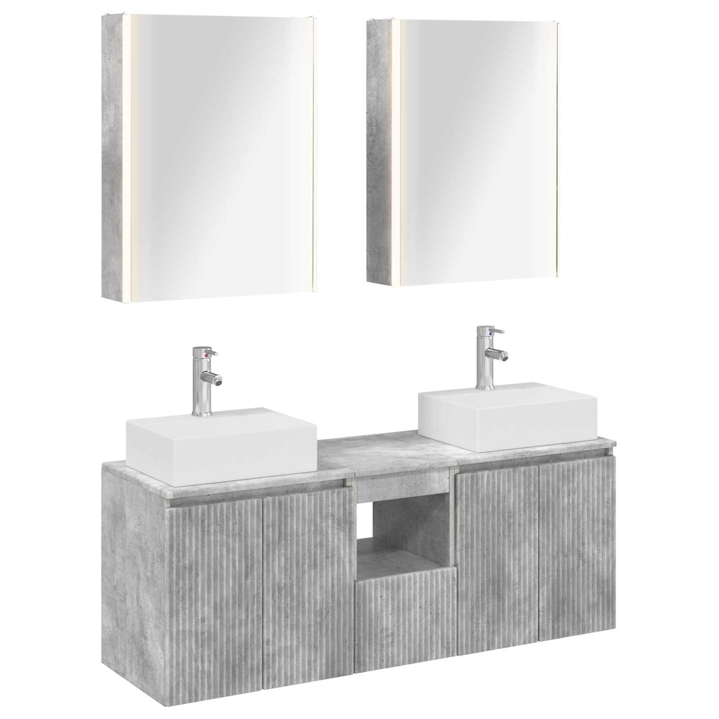 vidaXL Bathroom Cabinet Set 5 pcs Concrete Grey Engineered Wood 2