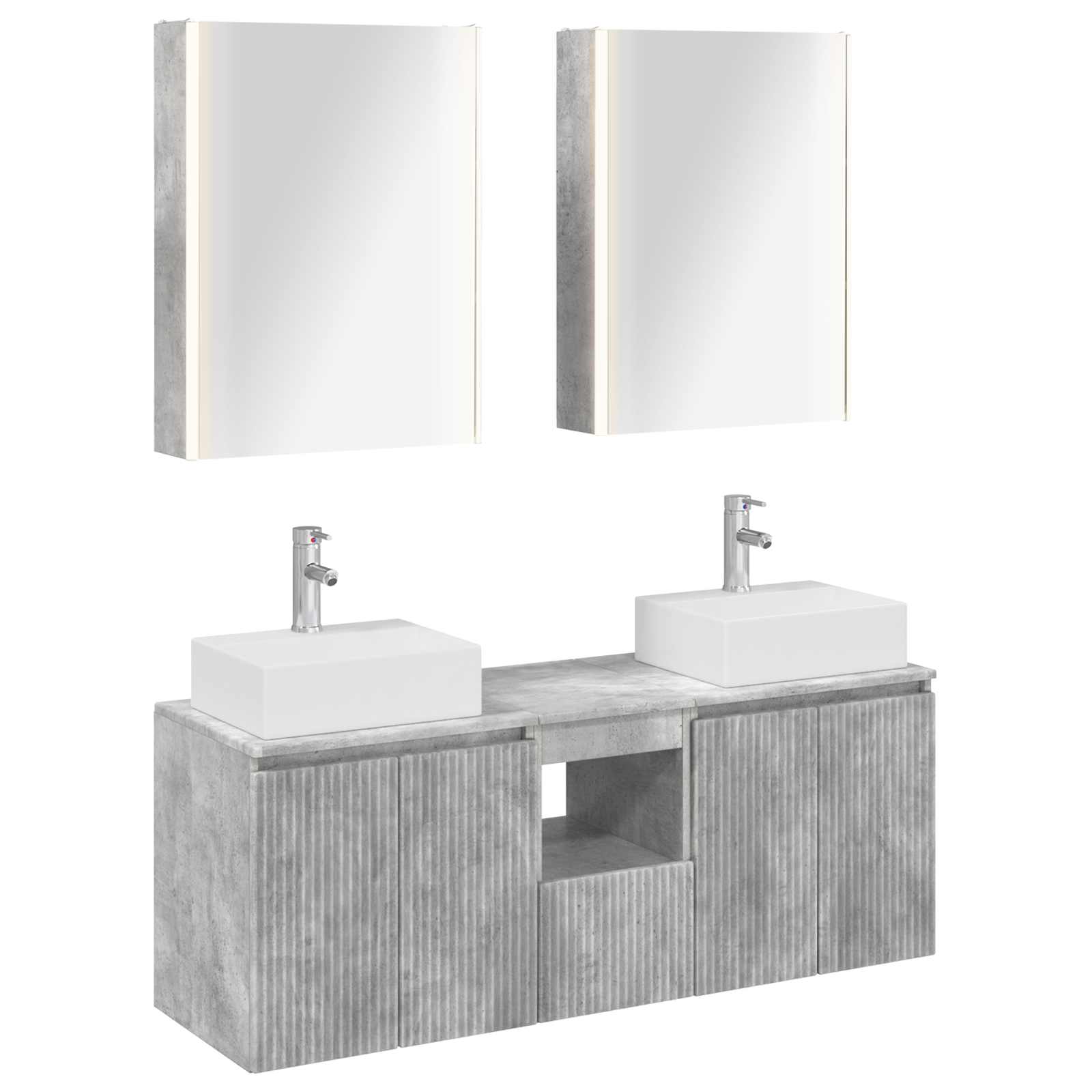 vidaXL Bathroom Cabinet Set 5 pcs Concrete Grey Engineered Wood 2