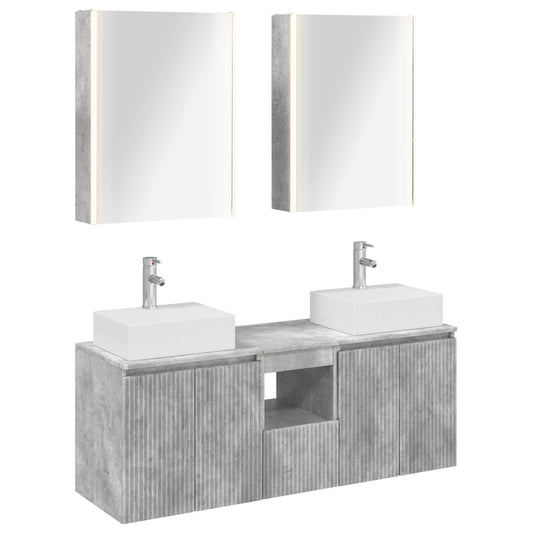vidaXL Bathroom Cabinet Set 5 pcs Concrete Grey Engineered Wood 2