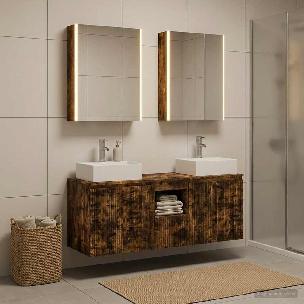vidaXL Bathroom Cabinet Set 5 pcs Smoked Oak Engineered Wood